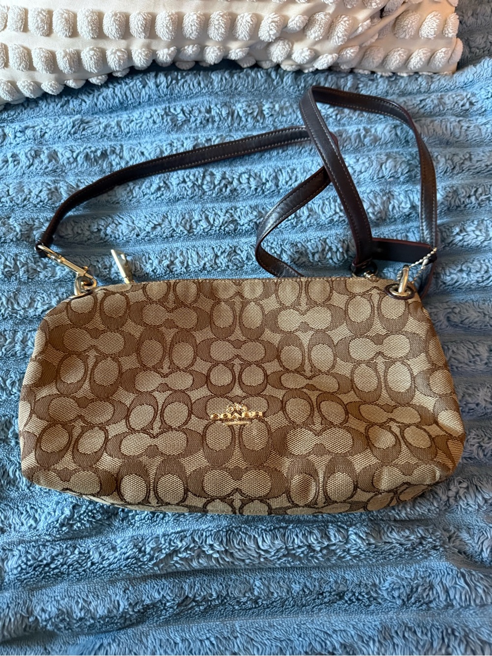 Coach Brown/Tan Signature Jacquard Crossbody Bag